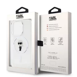 iPhone 15 Pro Max Telefontok - Karl Lagerfeld Ikonik MagSafe átlátszó hátlap tok-7