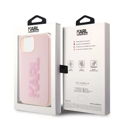 iPhone 15 Telefontok - Karl Lagerfeld - 3D Glitter Logo - hátlap tok, pink-7