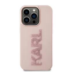 iPhone 15 Pro Max Telefontok - Karl Lagerfeld - 3D Glitter Logo - hátlap tok, pink-5