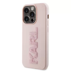 iPhone 15 Pro Max Telefontok - Karl Lagerfeld - 3D Glitter Logo - hátlap tok, pink-6