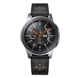 Okosóra szíj - Huawei Watch GT 4 (46 mm) szíj - TECH-PROTECT Leather fekete bőr szíj (22 mm szíj szélesség)-1