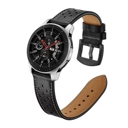 Okosóra szíj - Huawei Watch GT 4 (46 mm) szíj - TECH-PROTECT Leather fekete bőr szíj (22 mm szíj szélesség)-2