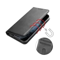 Honor 90 Lite 5G Telefontok - Flipcover - mágneses szilikon keretes fekete könyvtok-2