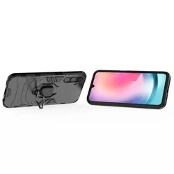 Samsung Galaxy A24 4G / LTE Telefontok - Ring Armor ütésálló fekete tok kitámasztóval-3