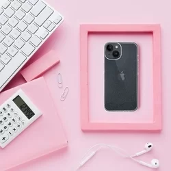 Telefontok iPhone 15 Plus - Glitter - átlátszó csillámos műanyag hátlap tok, szilikon kerettel-3