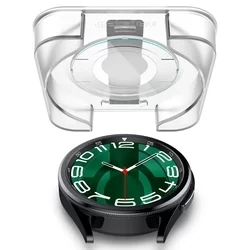 Okosóra üvegfólia - Spigen EZ FIT GLAS.tR - Samsung Galaxy Watch 6 Classic (47mm) okosórához (2db) + felhelyezést segítő-3