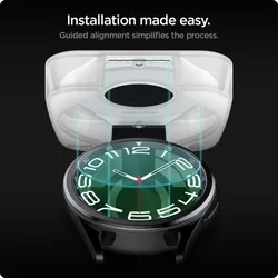 Okosóra üvegfólia - Spigen EZ FIT GLAS.tR - Samsung Galaxy Watch 6 Classic (47mm) okosórához (2db) + felhelyezést segítő-5