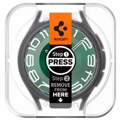 Okosóra üvegfólia - Spigen EZ FIT GLAS.tR - Samsung Galaxy Watch 6 Classic (47mm) okosórához (2db) + felhelyezést segítő-1