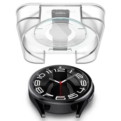 Okosóra üvegfólia - Spigen EZ FIT GLAS.tR - Samsung Galaxy Watch 6 Classic (43mm) okosórához (2db) + felhelyezést segítő-3