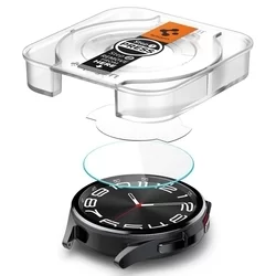 Okosóra üvegfólia - Spigen EZ FIT GLAS.tR - Samsung Galaxy Watch 6 Classic (43mm) okosórához (2db) + felhelyezést segítő-4