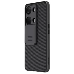 ONEPLUS NORD 3 Telefontok - Nillkin csúsztatható kameravédős fekete hátlap tok-1