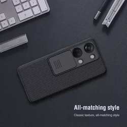 ONEPLUS NORD 3 Telefontok - Nillkin csúsztatható kameravédős fekete hátlap tok-3
