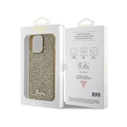 iPhone 15 Pro Telefontok - Guess Metal Script Disco Goud - Arany hátlap tok-6