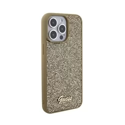 iPhone 15 Pro Telefontok - Guess Metal Script Disco Goud - Arany hátlap tok-1