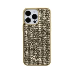 iPhone 15 Pro Telefontok - Guess Metal Script Disco Goud - Arany hátlap tok-2