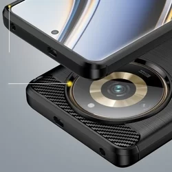 Realme 11 Pro 5G Telefontok - Carbon Fiber fekete szilikon hátlap tok-3