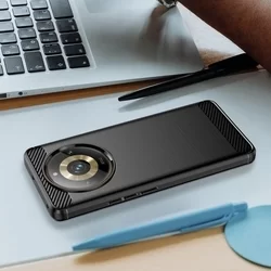 Realme 11 Pro+ 5G Telefontok - Carbon Fiber fekete szilikon hátlap tok-5