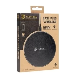 Tactical Base Plug Wireless Telefon töltő - fekete vezeték nélküli (Wireless) töltő 2A + fekete USB/Type-C kábel, 1m-2