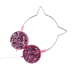 Cat YLFS-22 - pink / csillámos vezetékes fejhallgató (3,5 mm jack) - Headset-2