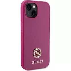 iPhone 15 Telefontok - GUESS 4G Strass Metal Logo - Pink hátlap tok-3