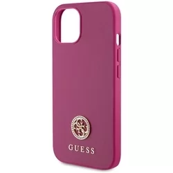 iPhone 15 Telefontok - GUESS 4G Strass Metal Logo - Pink hátlap tok-6