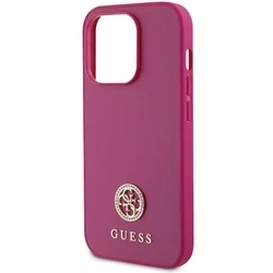 iPhone 15 Pro Max Telefontok - GUESS 4G Strass Metal Logo - Pink hátlap tok-5