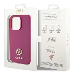 iPhone 15 Pro Max Telefontok - GUESS 4G Strass Metal Logo - Pink hátlap tok-7