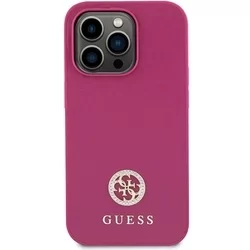 iPhone 15 Pro Max Telefontok - GUESS 4G Strass Metal Logo - Pink hátlap tok-2