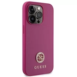 iPhone 15 Pro Max Telefontok - GUESS 4G Strass Metal Logo - Pink hátlap tok-3