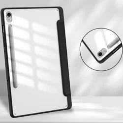 Samsung Galaxy Tab S9 FE 10,9 coll Tablettok (SM-X510, SM-X516) - fekete smart case tablet tok, átlátszó hátlappal, ceruza tartóval-1