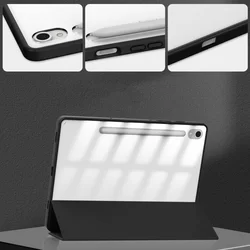 Samsung Galaxy Tab S9 FE 10,9 coll Tablettok (SM-X510, SM-X516) - fekete smart case tablet tok, átlátszó hátlappal, ceruza tartóval-5
