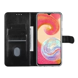 Samsung Galaxy A04e Telefontok - fekete ráhajtófüles könyvtok-2