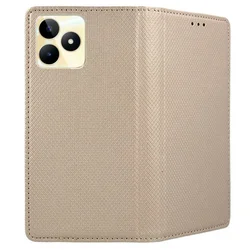 Realme C53 Telefontok - arany mágneses szilikon keretes könyvtok-2