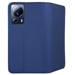 Xiaomi 13 Lite Telefontok - kék mágneses szilikon keretes könyvtok-2