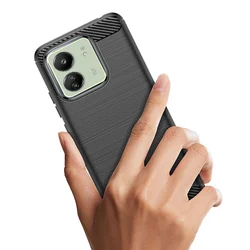 Xiaomi Redmi 13C Telefontok - Carbon Fiber fekete szilikon tok-1