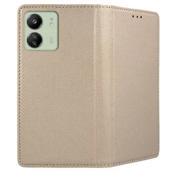 Xiaomi Redmi 13C Telefontok - arany mágneses átlátszó szilikon keretes könyvtok-2