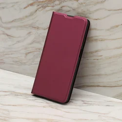 Xiaomi Redmi 12 Telefontok - Smart Skin burgundy mágneses flipcover tok-3