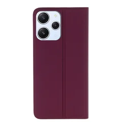 Xiaomi Redmi 12 Telefontok - Smart Skin burgundy mágneses flipcover tok-2