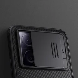 Xiaomi 13T 5G Telefontok - Nillkin csúsztatható kameravédős fekete hátlap tok, beépített mágnessel-3