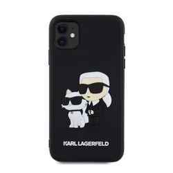 iPhone 11 Telefontok - Karl Lagerfeld - Karl & Choupette - hátlap tok, fekete-2