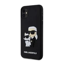 iPhone 11 Telefontok - Karl Lagerfeld - Karl & Choupette - hátlap tok, fekete-1
