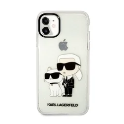 iPhone 11 Telefontok - Karl Lagerfeld - Karl & Choupette - hátlap tok, átlátszó csillámos-2