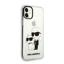 iPhone 11 Telefontok - Karl Lagerfeld - Karl & Choupette - hátlap tok, átlátszó csillámos-1