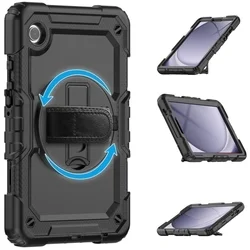 Samsung Galaxy Tab A9 8.7 X110 / X115 Tablettok - SOLID360 ütésálló, kitámasztható, fekete tablet tok-1