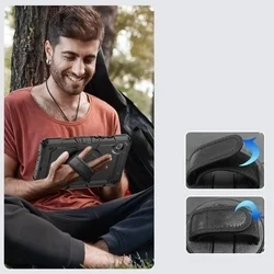 Samsung Galaxy Tab A9 8.7 X110 / X115 Tablettok - SOLID360 ütésálló, kitámasztható, fekete tablet tok-3