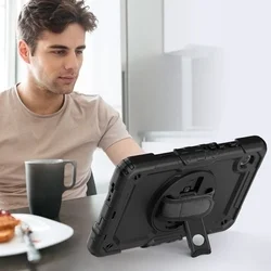 Samsung Galaxy Tab A9+ Plus 11.0 X210 / X216 Tablettok - SOLID360 ütésálló, kitámasztható, fekete tablet tok-2