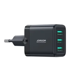 Joyroom TCN02 Hálózati töltő - 3xUSB porttal, hálózati töltő, fekete, 3,4A-2