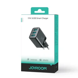 Joyroom TCN02 Hálózati töltő - 3xUSB porttal, hálózati töltő, fekete, 3,4A-5