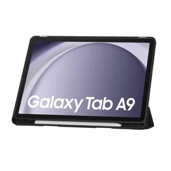 Samsung Galaxy Tab A9 8.7 X110 / X115 Tablettok - fekete smart case tablet tok, ceruza tartóval-2