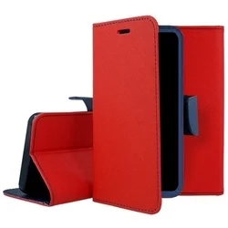 Xiaomi Poco C65 Telefontok - Fancy piros/kék mágneses szilikon keretes könyvtok-3